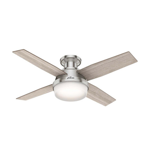 Hunter 44 inch Dempsey Brushed Nickel Low Profile Ceiling Fan with LED Light Kit and Handheld Remote (4797|50282)