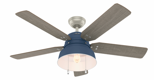 Hunter 52 inch Mill Valley Indigo Blue Damp Rated Ceiling Fan with LED Light Kit and Pull Chain (4797|50252)
