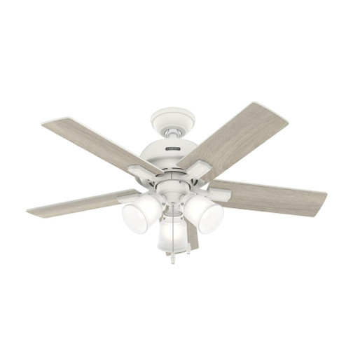 Hunter 44 inch Crystal Peak Matte White Ceiling Fan with LED Light Kit and Pull Chain (4797|52350)