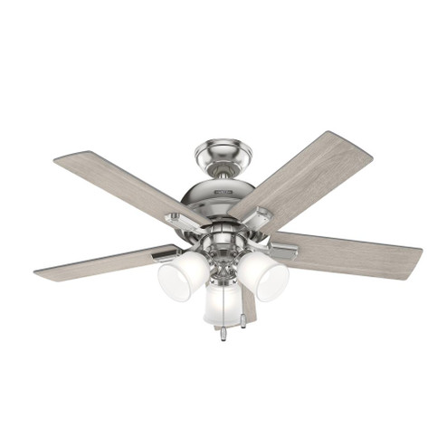 Hunter 44 inch Crystal Peak Brushed Nickel Ceiling Fan with LED Light Kit and Pull Chain (4797|51789)