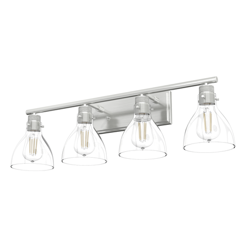 Hunter Van Nuys Brushed Nickel with Clear Glass 4 Light Bathroom Vanity Wall Light Fixture (4797|48040)