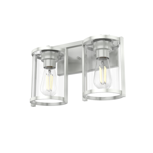 Hunter Astwood Brushed Nickel with Clear Glass 2 Light Bathroom Vanity Wall Light Fixture (4797|48002)