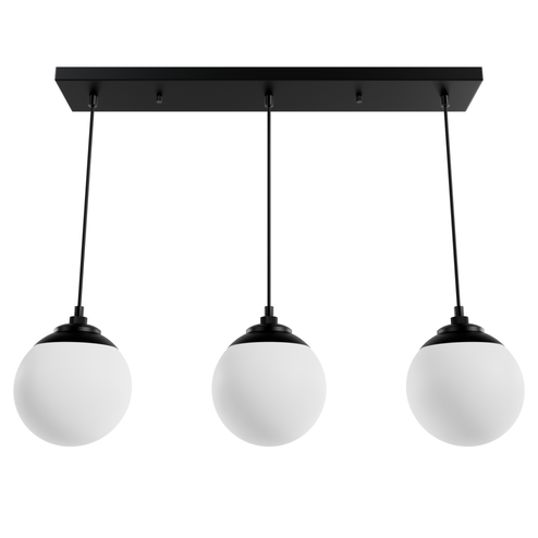 Hunter Hepburn Matte Black with Cased White Glass 3 Light Pendant Cluster Ceiling Light Fixture (4797|19800)