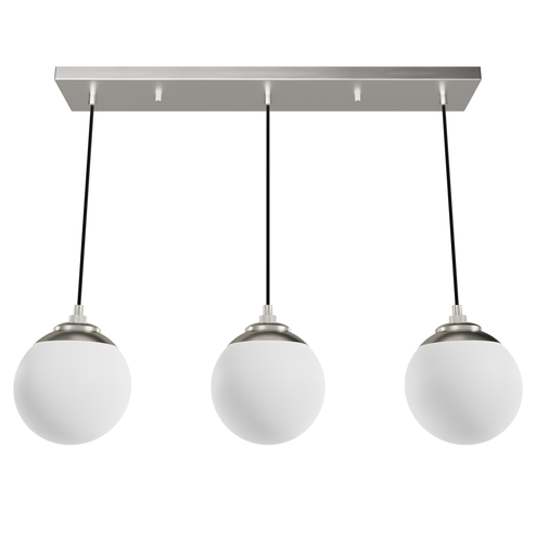 Hunter Hepburn Brushed Nickel with Cased White Glass 3 Light Pendant Cluster Ceiling Light Fixture (4797|19799)