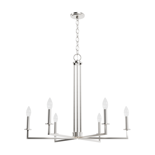 Hunter Bearden Brushed Nickel 6 Light Chandelier Ceiling Light Fixture (4797|19621)