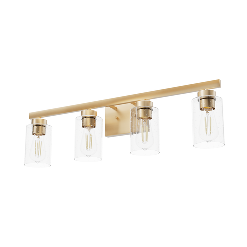 Hunter Hartland Alturas Gold with Seeded Glass 4 Light Bathroom Vanity Wall Light Fixture (4797|13081)