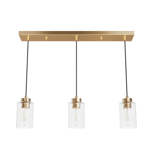 Hunter Hartland Alturas Gold with Seeded Glass 3 Light Pendant Cluster Ceiling Light Fixture (4797|13069)