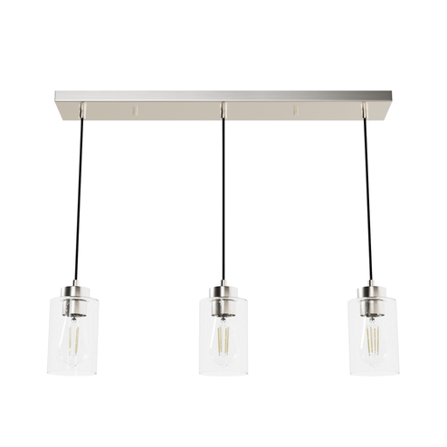 Hunter Hartland Brushed Nickel with Seeded Glass 3 Light Pendant Cluster Ceiling Light Fixture (4797|13068)