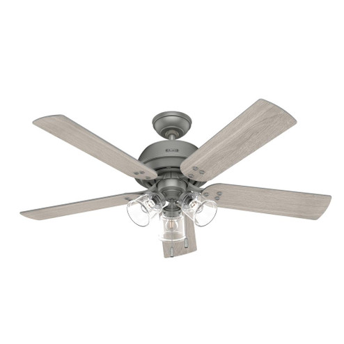 Hunter 52 inch Shady Grove Matte Silver Ceiling Fan with LED Light Kit and Pull Chain (4797|52382)