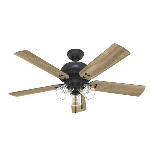 Hunter 52 inch Shady Grove Matte Black Ceiling Fan with LED Light Kit and Pull Chain (4797|52381)