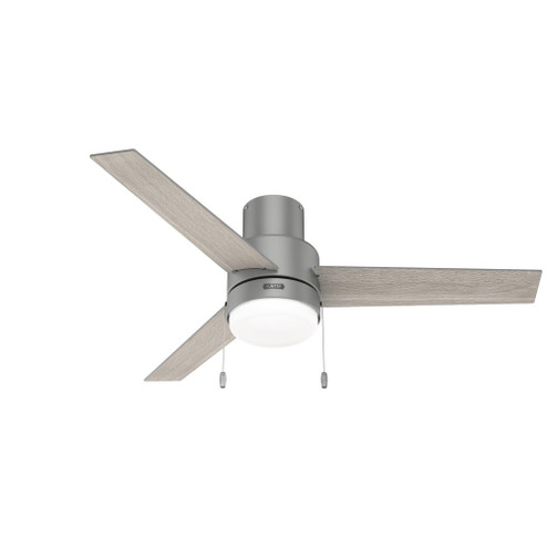 Hunter 52 inch Brunner Matte Silver Low Profile Ceiling Fan with LED Light Kit and Pull Chain (4797|52377)