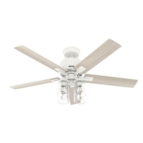 Hunter 52 inch Wi-Fi Techne Matte White Ceiling Fan with LED Light Kit and Handheld Remote (4797|52312)