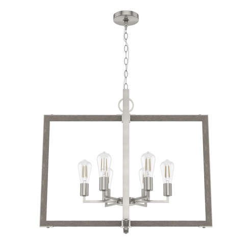 Hunter Woodburn Brushed Nickel 6 Light Pendant Ceiling Light Fixture (4797|19809)