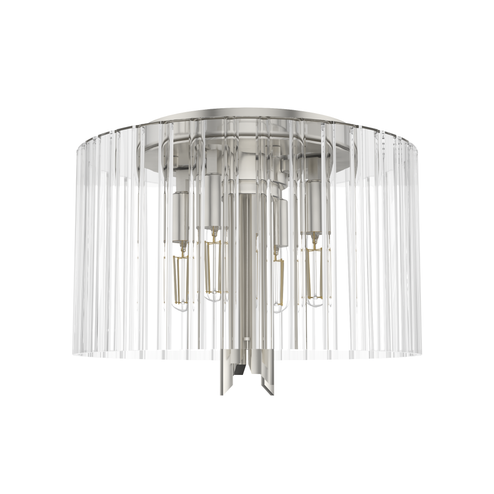 Hunter Gatz Brushed Nickel with Clear Glass 4 Light Flush Mount Ceiling Light Fixture (4797|19691)