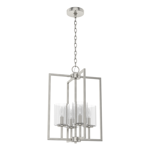 Hunter Kerrison Brushed Nickel with Seeded Glass 4 Light Pendant Ceiling Light Fixture (4797|19539)