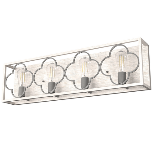Hunter Gablecrest Distressed White and Painted Concrete 4 Light Bathroom Vanity Wall Light Fixture (4797|19399)