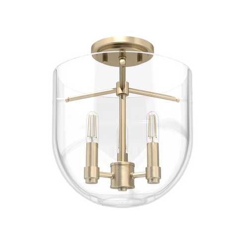 Hunter Sacha Alturas Gold with Clear Glass 3 Light Flush Mount Ceiling Light Fixture (4797|19387)