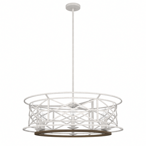 Hunter Langwood Distressed White and Chestnut 6 Light Chandelier Ceiling Light Fixture (4797|19330)