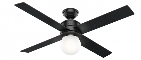 Hunter 52 inch Hepburn Matte Black Ceiling Fan with LED Light Kit and Wall Control (4797|59321)