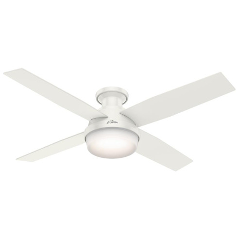 Hunter 52 inch Dempsey Fresh White Low Profile Ceiling Fan with LED Light Kit and Handheld Remote (4797|59242)