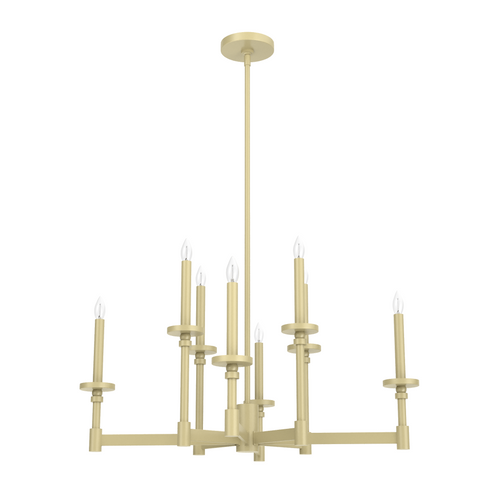 Hunter Briargrove Modern Brass 8 Light Chandelier Ceiling Light Fixture (4797|19053)