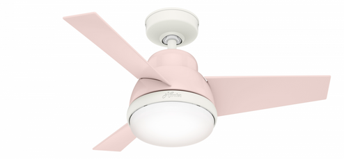 Hunter 36 inch Valda Blush Pink Ceiling Fan with LED Light Kit and Handheld Remote (4797|51850)