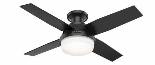 Hunter 44 inch Dempsey Matte Black Low Profile Damp Rated Ceiling Fan with LED Light Kit and Handhel (4797|50400)