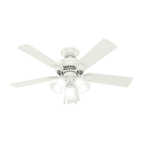 Hunter 44 inch Swanson Fresh White Ceiling Fan with LED Light Kit and Pull Chain (4797|50885)