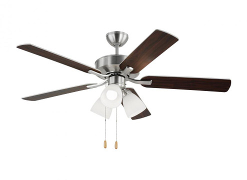 Linden 52 Inch Traditional Indoor Brushed Steel Silver LED Dimmable Dual Mount Hugger Ceiling Fan (38|5LD52BSF)
