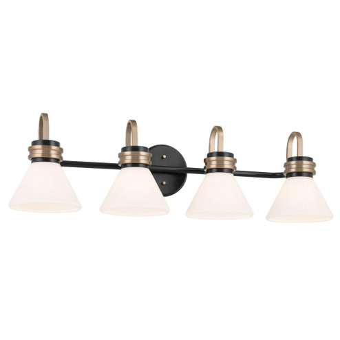 Farum 34 Inch 4 Light Vanity with Opal Glass in Black with Champagne Bronze (10687|55156BK)