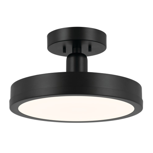 Riu 14.25 Inch 1 Light LED Semi-Flush with Opaque White Acrylic Diffuser in Black (10687|52589BK)