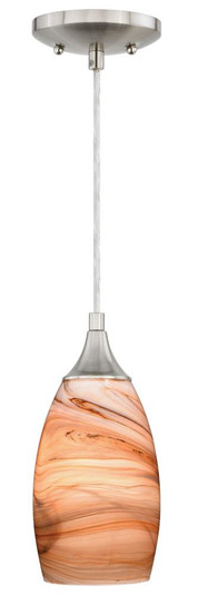 Milano 4.75-in Mini Pendant Toffee Swirl Glass Satin Nickel (51|P0174)