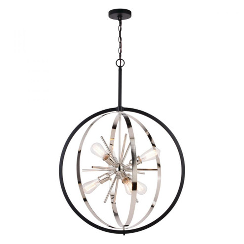 Estelle 26.75 in. 6 Light Orb Pendant Polished Nickel and Matte Black (51|P0342)