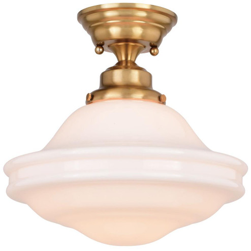 Huntley 12-in. Semi-Flush Ceiling Light White Glass Natural Brass (51|C0261)