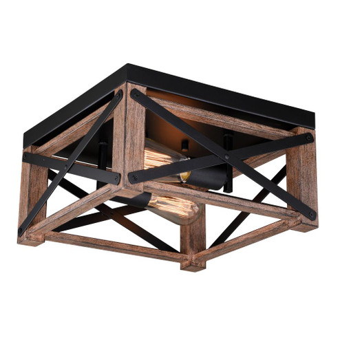 Colton 12-in Flush Mount Ceiling Light Rustic Oak and Noble Bronze (51|C0226)