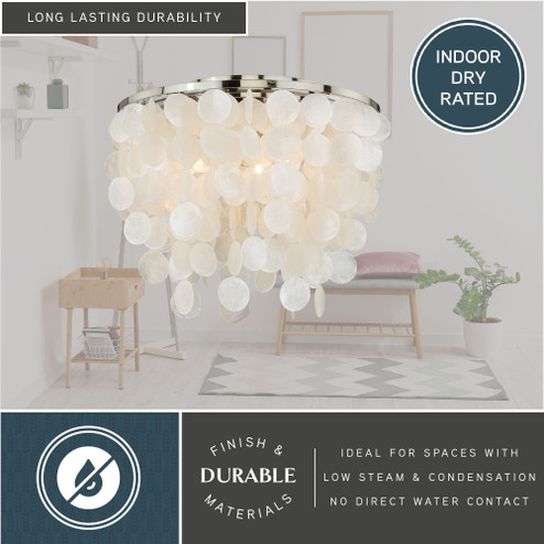 Elsa 16-in W Satin Nickel Capiz Shell Coastal Flush Mount Ceiling Light Fixture (51|C0079)
