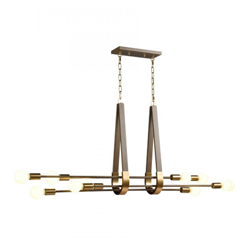 Sabine 58'' Wide 10-Light Linear Chandelier - Pecan with Brushed Gold (91|69326/10)