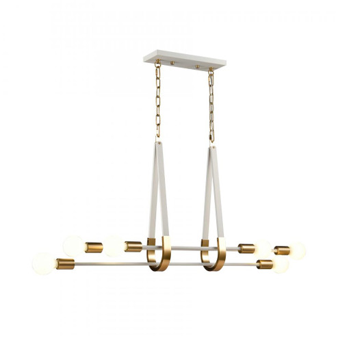 Sabine 42'' Wide 6-Light Linear Chandelier - Textured White with Brushed Gold (91|69315/6)