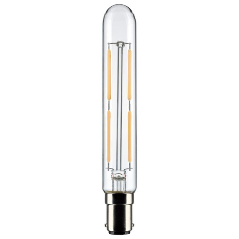 4 Watt T6.5 LED Filament; Clear; Double Contact Bayonet Base; 3000K; 400 Lumens; 120 Volt (27|S21374)