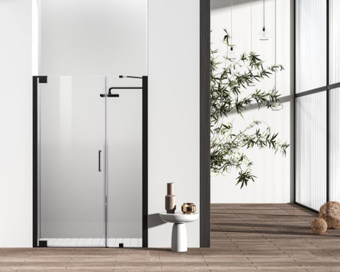 Semi-frameless hinged shower door 48 x 72 Matte Black (758|SD404-4872MBK)