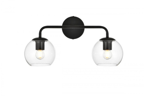 Genesis 2 light Black and Clear Bath Sconce (758|LD7321W19BLK)