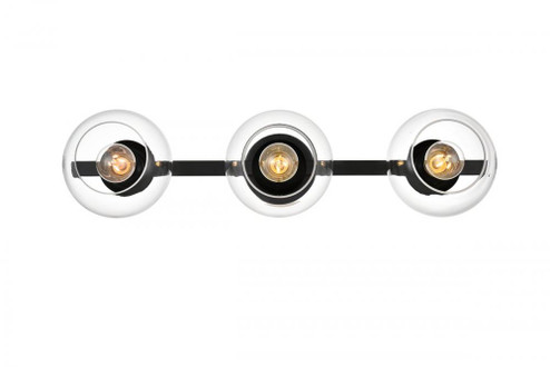 Rogelio 3 light Black and Clear Bath Sconce (758|LD7320W27BLK)