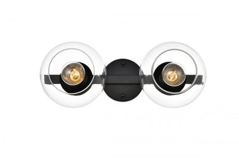 Rogelio 2 light Black and Clear Bath Sconce (758|LD7320W17BLK)