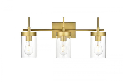 Benny 3 light Brass and Clear Bath Sconce (758|LD7319W24BRA)