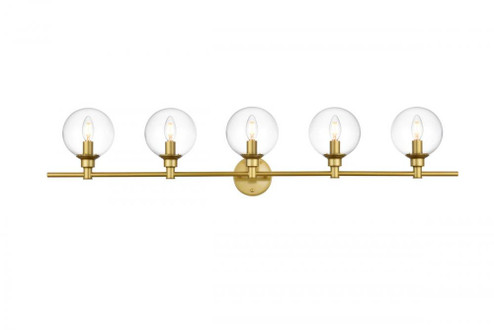 Jaelynn 5 light Brass and Clear Bath Sconce (758|LD7318W47BRA)