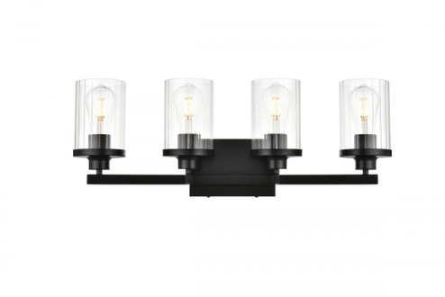 Saanvi 4 light Black and Clear Bath Sconce (758|LD7316W25BLK)