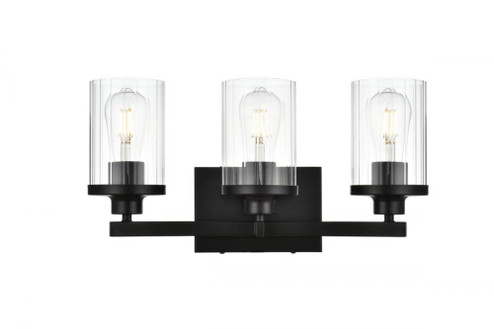 Saanvi 3 light Black and Clear Bath Sconce (758|LD7316W18BLK)