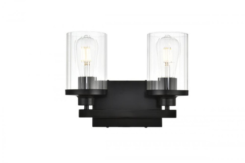 Saanvi 2 light Black and Clear Bath Sconce (758|LD7316W12BLK)