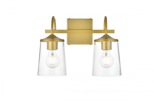 Avani 2 light Brass and Clear Bath Sconce (758|LD7313W14BRA)