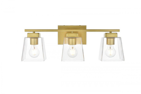 Merrick 3 light Brass and Clear Bath Sconce (758|LD7312W23BRA)